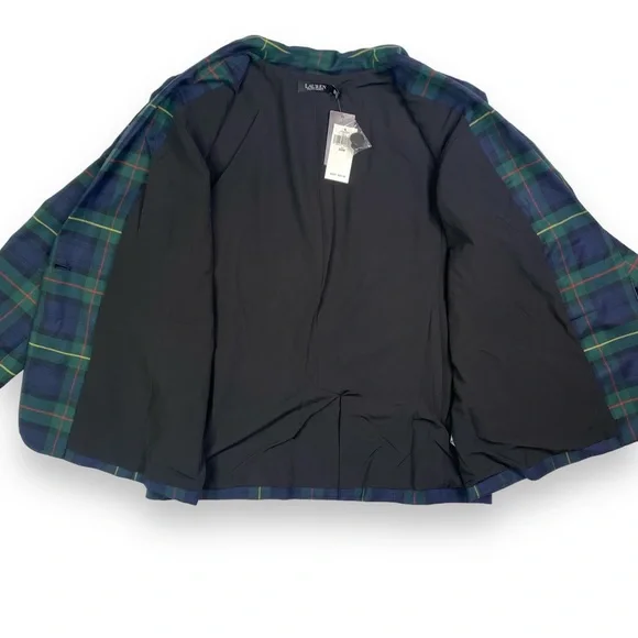 NWT Lauren Ralph Lauren Bullion Plaid Wool-Blend Twill Blazer Size 20W Woman - Picture 13 of 16